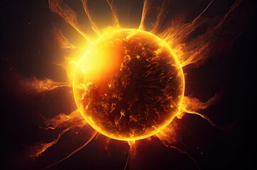 Poster - Close Up Of The Sun Illustration Generative AI