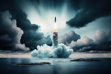 Poster - Rocket Taking Off From Earth Generative AI