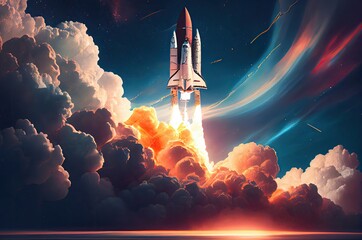 Poster - Space Launch From Earth Generative AI