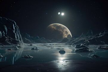 Poster - Solar System From Neptune Illustration Generative AI