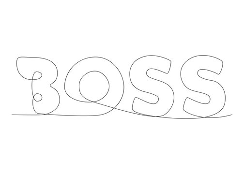 One continuous line of Boss word. Thin Line Illustration vector concept. Contour Drawing Creative ideas.