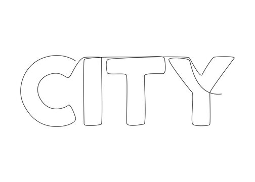 One continuous line of City word. Thin Line Illustration vector concept. Contour Drawing Creative ideas.