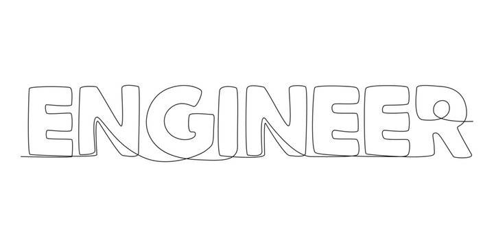 One continuous line of Engineer word. Thin Line Illustration vector concept. Contour Drawing Creative ideas.