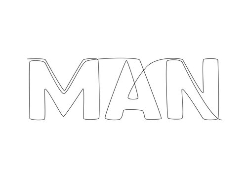 One continuous line of Man word. Thin Line Illustration vector concept. Contour Drawing Creative ideas.