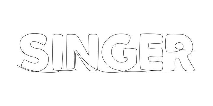 One continuous line of Singer word. Thin Line Illustration vector concept. Contour Drawing Creative ideas.
