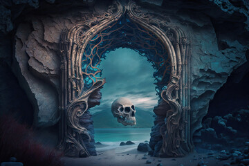 Poster - A Portal to Those Alluring and Elusive Dreamscapes Revealed by Vivid and Captivating Fantasy Bones Generative AI