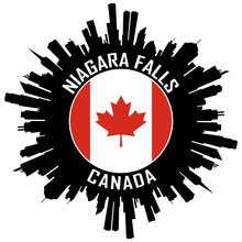 Niagara Falls Canada Flag Skyline Silhouette Niagara Falls Canada Lover Travel Souvenir Sticker Vector Illustration SVG EPS AI