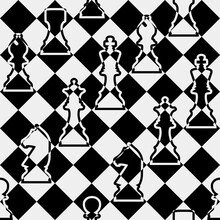 Pattern Black White Chess Pieces And Chessboard