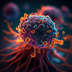 Wall Mural - cells attacking cancer cells. created with ai generation tools