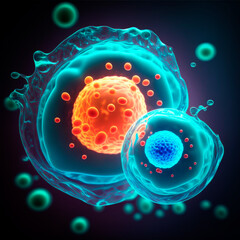 Wall Mural - cells attacking cancer cells. created with ai generation tools