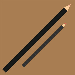 set of two makeup pencils for lips or eyebrows, eyelids vector flat illustration