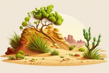 Sticker - Sand dunes, scorching, arid desert environment. Generative AI