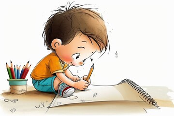 boy sitting and writing