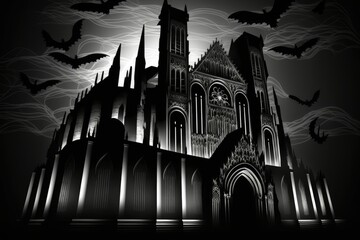 Aufkleber - The intricate design of the massive cathedral from the Middle Ages. feeling gloomy and dark. Generative AI