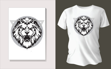 Sticker - Black and white tee shirt design animal face