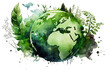 © The Pixel Store - green planet earth watercolor png