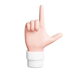 Two Number gesture hand 3D icon in front view