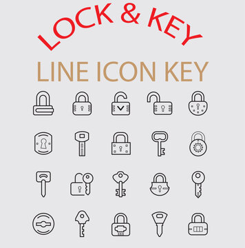 amazing lock and key,lock icon. simple outline lock vector icon. on white background.