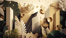 Abstract Nature Jungle Lowpoly Polygon Art Background Created With Generative Ai Technology