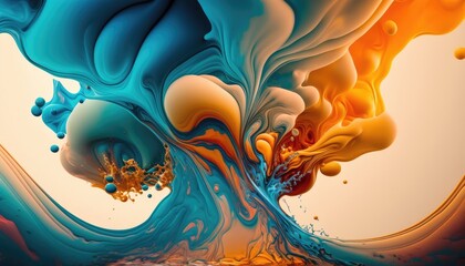 A fluid design with an explosion of colorful liquid hues. Generative AI