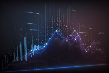 image of stock market graph, stop loss entry candles, take profit, profit and loss graph of the stock market created with Generative AI technology