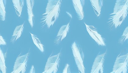  Feather on blue background. generative Ai