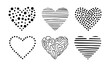 Vector Hearts Doodle Set. Love Symbol Collection Isolated on white. Valentines Sketch