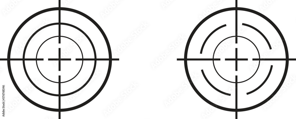 Gun target icon simple trendy flat style line and solid Isolated vector illustration on white background. For apps, logo, websites, symbol , UI, UX, graphic and web design. EPS 10.