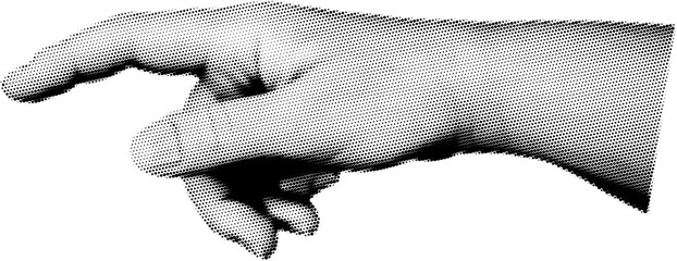 retro halftone collage elements for mixed media design. human hand in halftone texture, dotted pop a