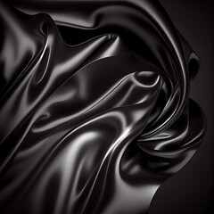 Black silk texture elegant background. Generative AI.