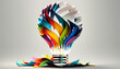 Light bulb, abstract multicolored shapes composition
