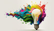 Light bulb on the background of an abstract color composition