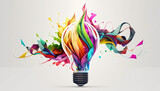 Żarówka, abstrakcyjna wielokolorowa kompozycja kształtów 