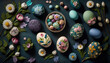 Beautifully painted Easter eggs with floral patterns