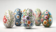 Beautifully painted Easter eggs with floral patterns