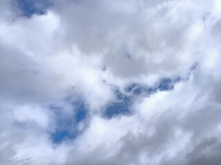 white cloud, clear between the two clouds