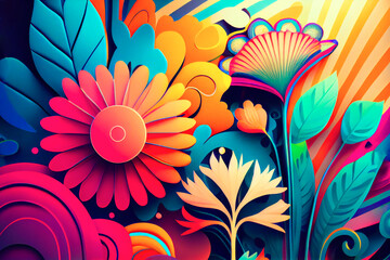 Aufkleber - fabulous bright flowers, colorful floral background, ai generation