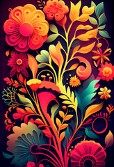 Aufkleber - fabulous bright flowers, colorful floral background, ai generation
