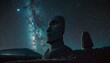 The Sphinx and the Milky Way in the night sky. Generative Ai