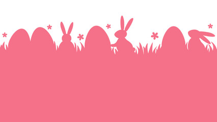Wall Mural - Paper cut Easter eggs and rabbits on transparent background. Minimal layout design. Vector illustration