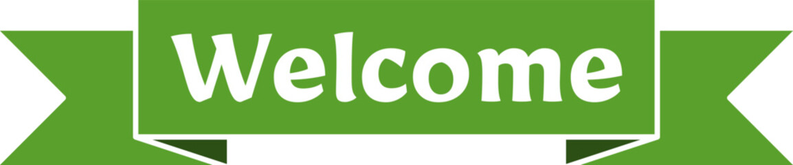Poster - Welcome Decorative Folded Green Ribbon Symbol Icon. Vector Image.