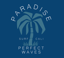 California Coast Surf Vector Illustration For T Shirt Prints