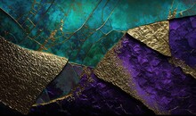  A Close Up Of A Purple And Green Wallpaper With Gold Leafy Designs On It's Edges And A Green Background With Gold Leafy Edges.  Generative Ai