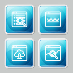 Poster - Set line Search engine, Browser window, Cloud upload and Website with stocks market icon. Vector