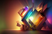 Refraction Of Rays Through A Crystal Glass Prism Abstract Background. Generative AI Illustration.