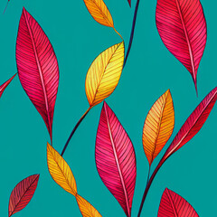 Wall Mural - Abstract tropical leaf seamless background. Generative ai