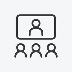 Poster - Business online meeting vector icon. Meeting online vector illustration. Talk people flat style illustration