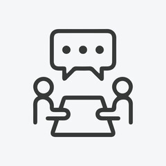 Poster - Business meeting vector icon. Meeting with chat bubble vector illustration. Talk people flat style illustration