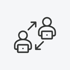 Poster - Business online meeting vector icon. Meeting online vector illustration. Talk people flat style illustration