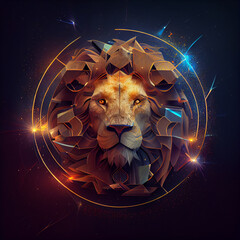 Poster - Beautiful abstract Leo magical zodiac sign, astrology, concept, contemporary colors and mood social background.  